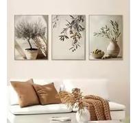 BMGKYAGL Ensemble de 3 toiles imprimées 2D représentant un olivier, décoration rétro, poster sur toile pour salon, chambre d'étudiant ou dortoir (30 x 45 cm x 3 / cadre intérieur)