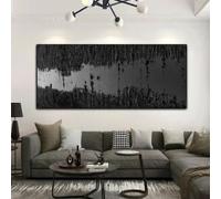 BMGKYAGL Grande affiche d'art abstrait en noir et blanc avec texture 3D, peinture sur toile plate, décoration murale (60 x 120 cm/sans cadre)