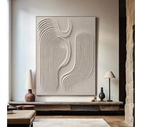 BMGKYAGL Grandes affiches beiges, peinture texturée 3D, plâtre beige, peinture abstraite sur toile, décoration murale moderne beige, 80 x 120 cm, sans cadre