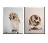 BMGKYAGL Images mignonnes de hiboux tristes, affiche décorative sur toile de hibou sauvage, impression d'animal naturel (60x90cmx2/cadre intérieur)