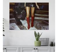 BMGKYAGL Impression de mode, art mural moderne, mannequin et panthère, affiche esthétique, art chic moderne, impression de magazine, cadre 20 x 30 cm