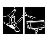 BMGKYAGL Impression sur toile représentant une batterie, style minimaliste, affiche décorative pour salle de musique (60 x 80 cm x 2 / Cadre intérieur)