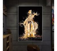 BMGKYAGL Impression sur toile représentant une bouteille de champagne dorée, décoration murale pour salle à manger (70 x 100 cm, cadre intérieur)