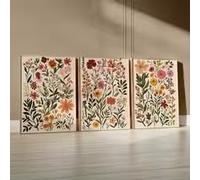 BMGKYAGL Impressions de fleurs sauvages colorées, art mural floral de style bohème, affiches de jardin botanique, décoration sur toile pour salon (40 x 60 cm x 3 / cadre intérieur)