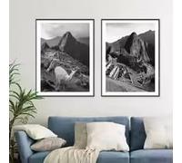 BMGKYAGL Lamas à Picchu, affiche photo de voyage en noir et blanc sur toile, art mural moderne, décoration pour chambre, salon et maison (30 x 45 cm x 2 / sans cadre)