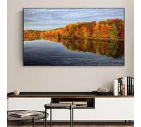 BMGKYAGL Nature Scenery Poster Mountains Forest Sky Clouds Lake Water Canvas Painting Autumn Lake Print Home Room Decor(30x60cm/Frameless)