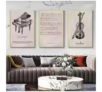 BMGKYAGL Partition de piano pour violon rétro, affiches et impressions nordiques, peinture sur toile, art mural, photos, décoration d'intérieur, 40x60cmx3, sans cadre