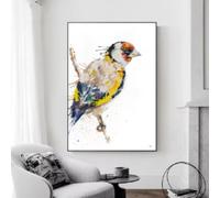 BMGKYAGL Peinture à l'aquarelle de chardonneret, art mural abstrait, impression sur toile, affiche, image d'oiseau de la nature pour salon, décoration d'intérieur, 40 x 60 cm, sans cadre