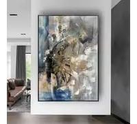 BMGKYAGL Peinture à l'huile abstraite, toile texturée grise moderne, art mural pour la décoration intérieure, tableau perforé (80 x 120 cm/cadre intérieur)