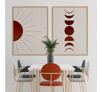BMGKYAGL Peinture abstraite soleil et lune, lignes, impression artistique, affiches bohèmes pour mur, toile de luxe, décoration nordique simple, salon, 30 x 45 cm, sans cadre