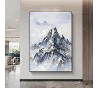BMGKYAGL Peinture classique Paysage de montagne enneigé en hiver Peinture Paysage de neige enneigé en hiver Art mural abstrait blanc Cadre 30x45cm
