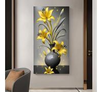 BMGKYAGL Peinture d'une orchidée jaune abstraite moderne, affiches imprimées, arts muraux, parfait pour le salon, la chambre et les affiches. Cadre 20 x 40 cm.