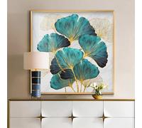 BMGKYAGL Peinture moderne feuilles de Ginkgo colorées sur toile, affiches et impressions murales pour décoration intérieure de la pièce 50x50 cm sans cadre