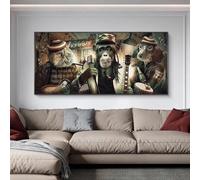 BMGKYAGL Peinture sur toile moderne représentant des lunettes de fumer, de la musique, du hip-hop et du singe, grande affiche et impressions, décoration murale, 90 x 180 cm, sans cadre