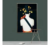 BMGKYAGL Peinture sur toile représentant un personnage à la mode portant un chapeau, art mural abstrait, affiche imprimée, décoration de salon (20 x 30 cm, sans cadre)