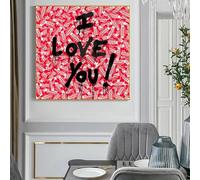 BMGKYAGL Pop Art I LOVE YOU Lettre Peintures sur toile Graffiti Wall Street Art Affiches et impressions Images décoratives Décoration d'intérieur 55x55cm Sans cadre