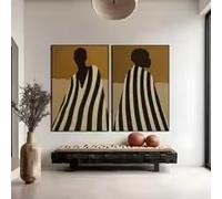 BMGKYAGL Portrait minimaliste abstrait traditionnel d'un homme noir africain - Affiche sur toile, tableau, décoration murale, style bohème (70 x 100 cm x 2 / sans cadre)