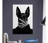 BMGKYAGL Poster Doberman Pinscher en noir et blanc, imprimé tendance, décoration de chambre d'adolescente, peinture sur toile représentant un chien cool (40x60cm/cadre intérieur)