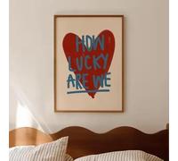BMGKYAGL « Quelle chance nous avons ! » - Affiche imprimée - Décoration murale esthétique - Imprimés colorés - Décoration de lit - Rouge vintage - Joli décor (70x100cm/Cadre intérieur)