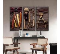 BMGKYAGL Salon de coiffure Multi Toile Peintures Art Mural Affiches et Impressions Salon de coiffure Décoration d'intérieur 40x80cmx3 Sans cadre