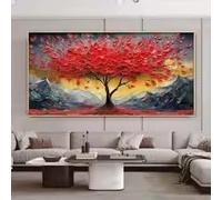 BMGKYAGL Tableau abstrait Arbre de Vie doré sur toile texturée, affiche artistique Arbre de Vie doré, décoration moderne pour salon (80 x 150 cm/cadre intérieur)