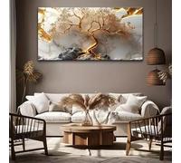 BMGKYAGL Tableau abstrait Arbre de Vie sur toile, décoration murale moderne et élégante, orientation horizontale, idéal pour le bureau (80 x 150 cm, sans cadre).