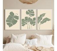BMGKYAGL Tableau abstrait de feuilles de plantes sur toile, affiche et impression modernes pour la décoration murale du salon (60 x 80 cm x 3 / sans cadre)