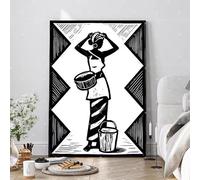 BMGKYAGL Tableau abstrait et intéressant, peinture d'art africain, affiche en noir et blanc, décoration murale moderne sur toile pour salon (60 x 80 cm/cadre intérieur)