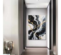 BMGKYAGL Tableau abstrait mural, peinture sur toile, décoration à texture feuille d'or, œuvre d'art pour bureau, tableau pour salon (70 x 100 cm/cadre intérieur)