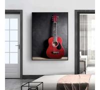 BMGKYAGL Tableau décoratif de guitare Red Rock de musique nordique, toile Black Beth, art rétro, tableau mural pour porche, couloir, décoration intérieure (40x60cm/sans cadre)