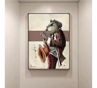 BMGKYAGL Tableau mignon avec un joueur de saxophone, sur toile, affiche ou impression Nordoc, pour la décoration du salon, sans cadre (20 x 30 cm/cadre interne)