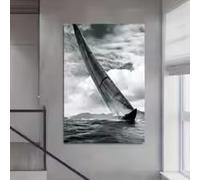 BMGKYAGL Tableau moderne sur toile représentant une scène de navigation en mer, tons gris, grande taille (80 x 120 cm, cadre intérieur), idéal pour le salon.