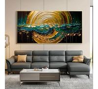 BMGKYAGL Tableau mural moderne bleu doré, décoration simple, toile murale, pour salon, 90 x 180 cm, sans cadre