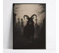 BMGKYAGL Tableau sur toile « Black Phillip Goat in Cemetery » - Décoration murale gothique païenne, affiche de film d'horreur moderne pour la décoration intérieure (60x90cm/sans cadre)