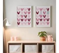 BMGKYAGL Tableau sur toile « Cœurs romantiques », décoration murale amusante pour la Saint-Valentin, tableau sur toile pour la décoration de la chambre (30 x 45 cm x 2 / Cadre intérieur)