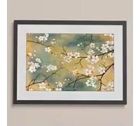 BMGKYAGL Tableau sur toile Fleurs blanches Impression sur toile Art mural classique Décoration intérieure Poster Fresque Décoration de salon (30x45cm/Cadre intérieur)