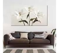 BMGKYAGL Tableau sur toile Lys blanc, affiche florale moderne et élégante, poster botanique pour la décoration du salon (40 x 80 cm/cadre intérieur)