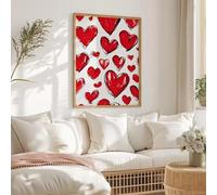 BMGKYAGL Tableau sur toile moderne à motifs de cœurs romantiques, affiche murale Lovecore pour la décoration du salon (70 x 100 cm/cadre intérieur)