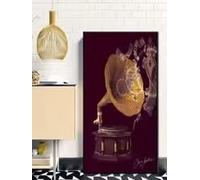 BMGKYAGL Tableau vintage sur toile représentant un gramophone et un dollar, impression d'art mural pour la décoration du salon, affiche, tableau (50 x 70 cm/cadre intérieur)