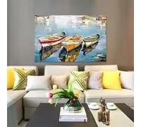BMGKYAGL Toile texturée aux couleurs vibrantes, peinture abstraite de paysage de bateau, art mural design, tableau de paysage moderne pour la décoration intérieure (40x60cm/sans cadre)
