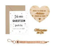 BMGRKYQX Annonce Marraine Cadeau Marraine Demande Porte-Clés,Plaque en Forme de Coeur, Veux Tu Être Ma marraine Carte pour Baptême Anniversaire Noël Communion