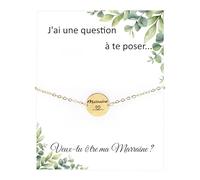 BMGRKYQX Cadeau Marraine Bracelet et Carte de Vœux Veux-tu Devenir Ma Marraine Annonce Marraine Demande pour Naissance Baptême Communion Noël