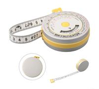 BMI Mètre ruban rétractable avec calculatrice pour tour de taille, poitrine, hanche, mollet, bras jusqu'à 150 cm, convient pour régime et fitness (jaune)