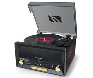 BMI Système Chaîne HiFi CD 20W Vintage avec Platine Vinyle - CD/FM/USB/AUX - 33/45/78 Tours