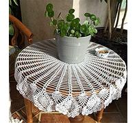 BMIDRUT Napperons ronds en dentelle au crochet - Style vintage - 90 cm - Blanc - Fait à la main - Pour mariage, maison, fête - Blanc
