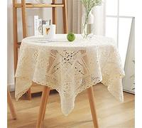 BMIDRUT Nappes vintage carrées en dentelle au crochet pour décoration de table de mariage, maison et fête Beige