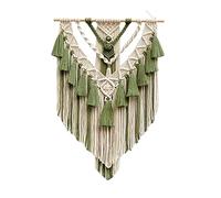 BMIDRUT Tapisserie macramé en coton tissé à la main avec pompons, décoration artisanale, chambre à coucher, salon, appartement, 45 x 75 cm