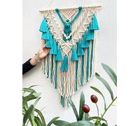BMIDRUT Tapisserie macramé en coton tissé à la main avec pompons, décoration artisanale, chambre à coucher, salon, appartement, 45 x 75 cm
