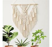 BMIDRUT Tapisserie macramé en coton tissé à la main avec pompons, décoration artisanale, chambre à coucher, salon, appartement, 45 x 75 cm