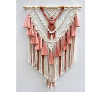 BMIDRUT Tapisserie macramé en coton tissé à la main avec pompons, décoration artisanale, chambre à coucher, salon, appartement, 45 x 75 cm